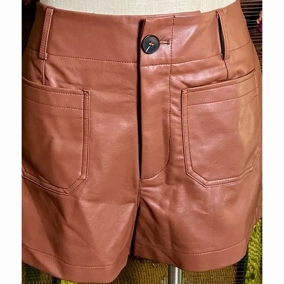 Anthropologie Colette Faux Leather Shorts 30