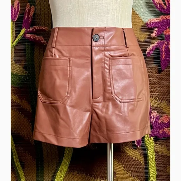 Anthropologie Colette Faux Leather Shorts 30