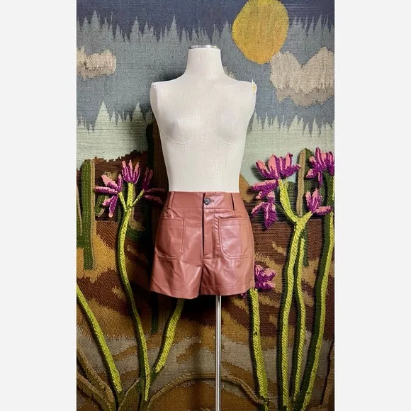 Anthropologie Colette Faux Leather Shorts 30