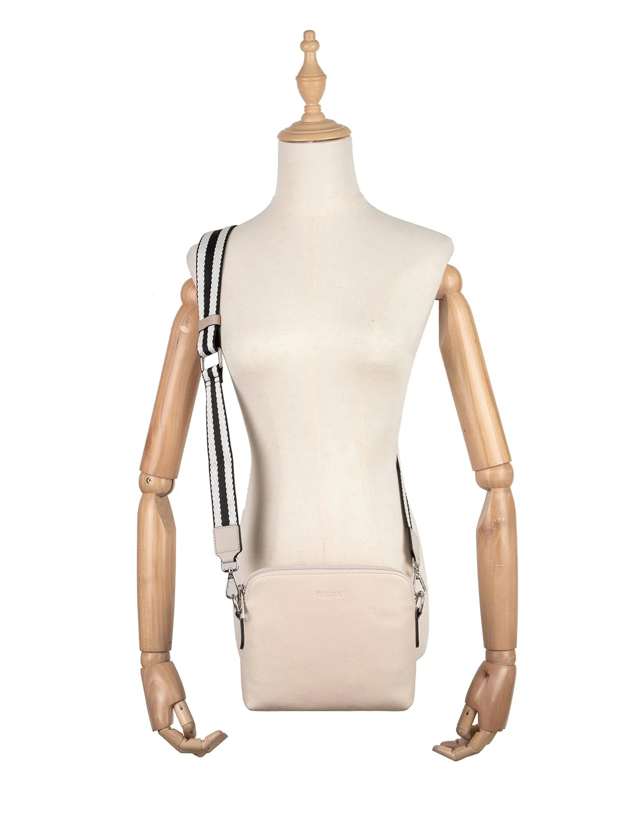 ASHLEY LEATHER BAG WEBBING STRAP- E1-0838-IVORY