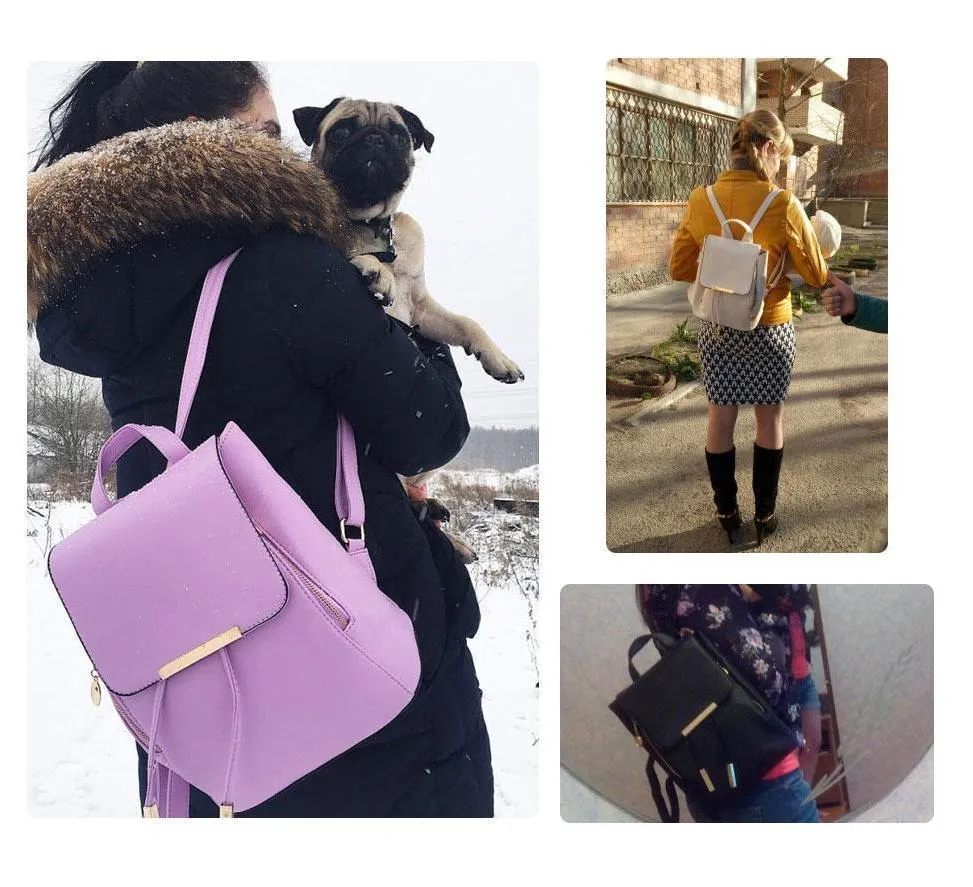 Backpack Purse Leather Shoulder Bag Ladies Travel Bag