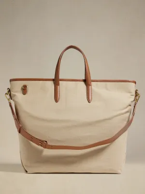 Banana Republic Leather Trim Canvas Tote
