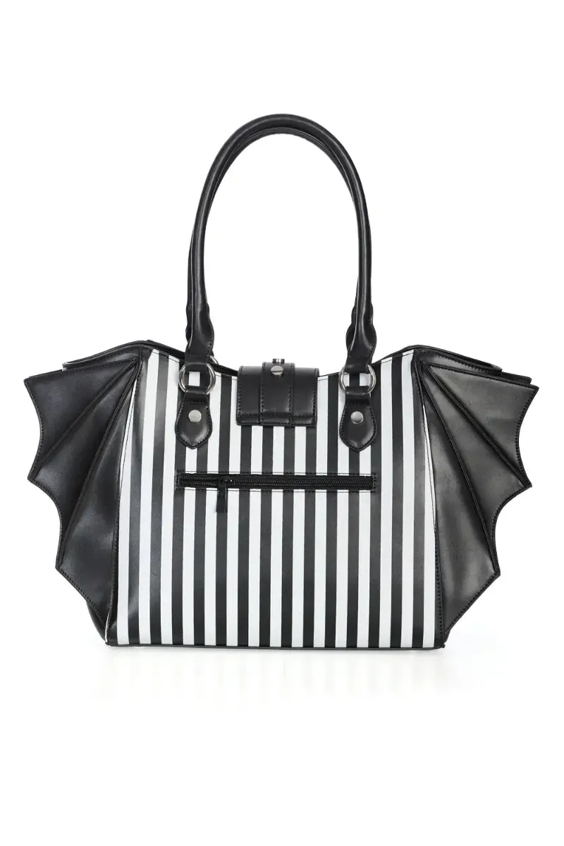 Banned Annabelle Black & White Goth Bat Wing Bag