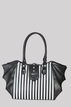 Banned Annabelle Black & White Goth Bat Wing Bag