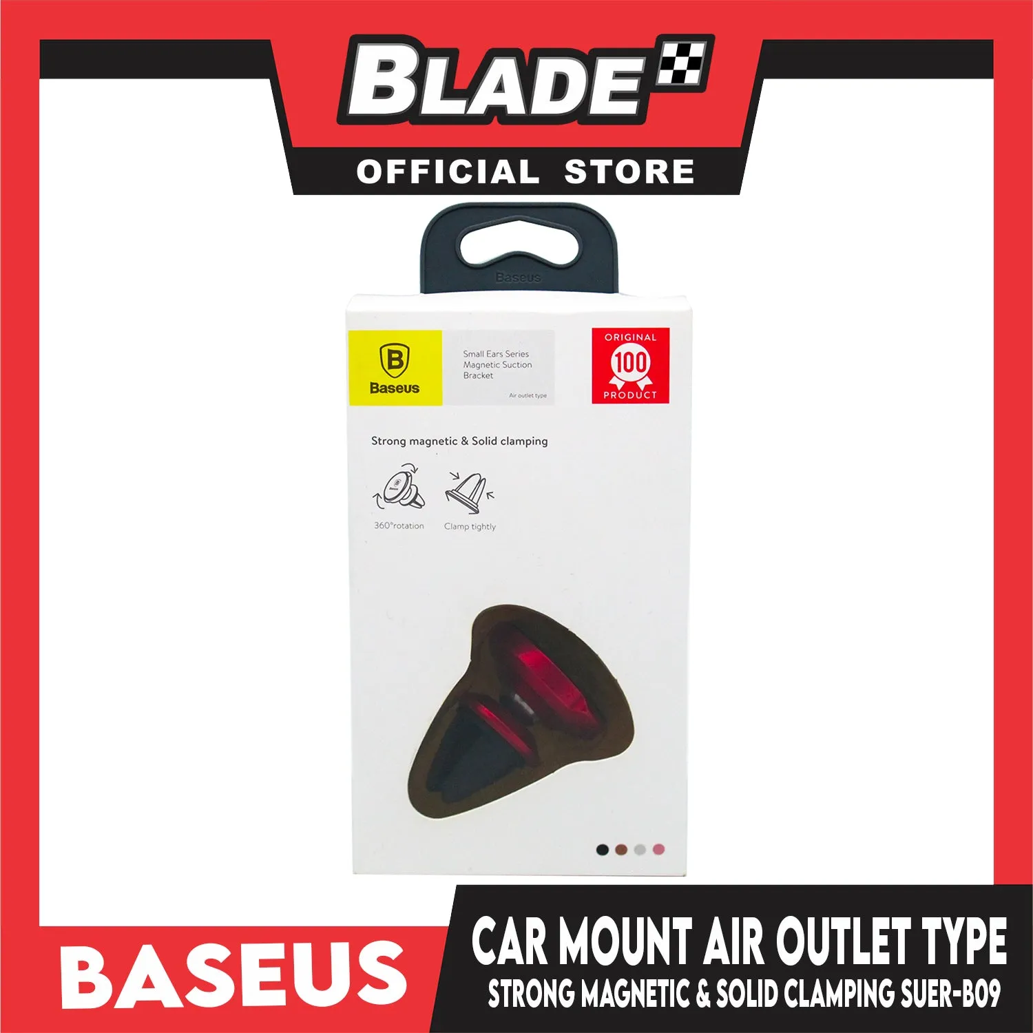 Baseus Car Mount Strong Magnetic & Solid Clamping SUER-B09 (Red) 360 Deg. Rotation Air Outlet Type