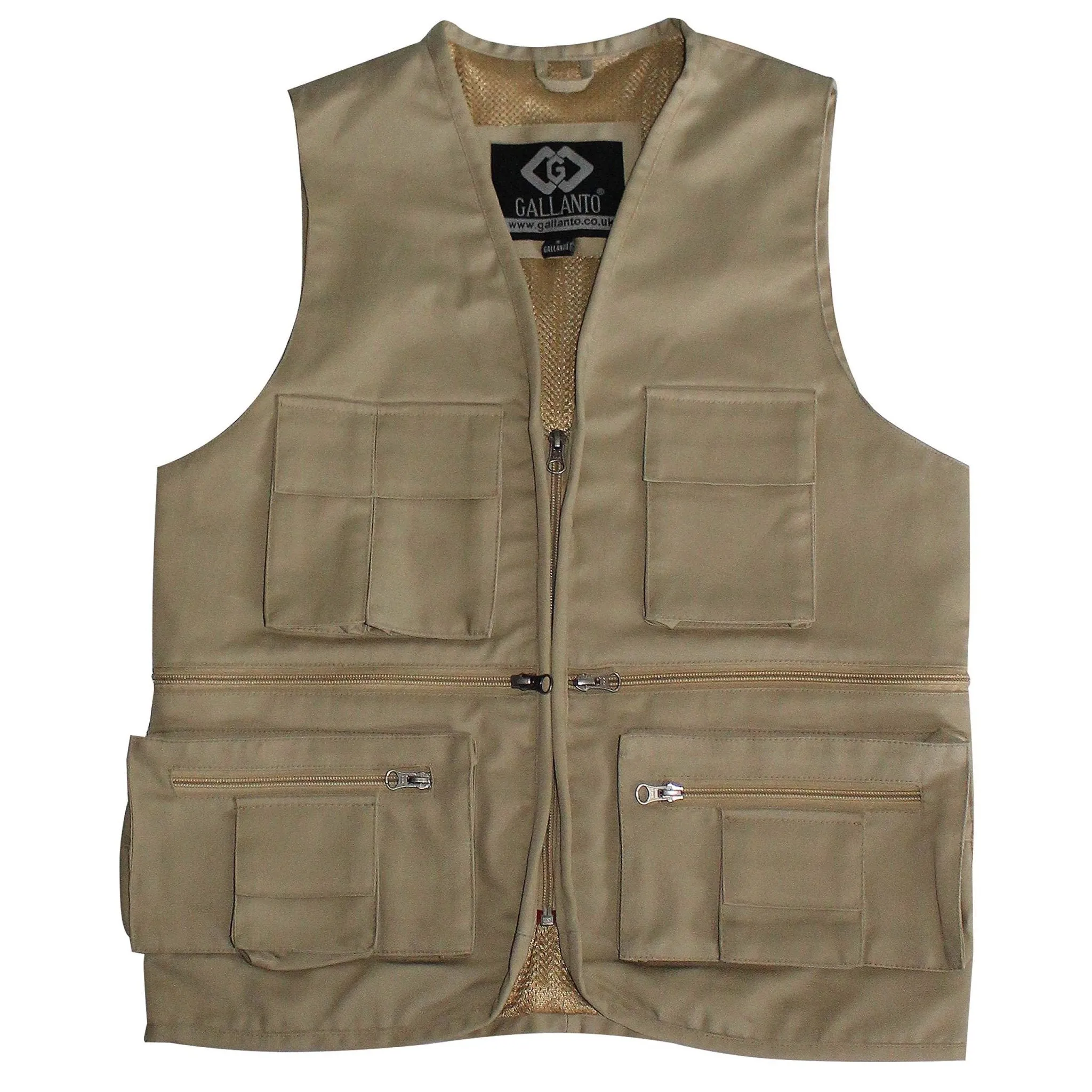 Beige Fisherman's Multi Pocket Cotton Vest Waistcoat