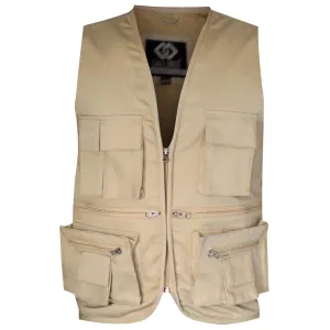 Beige Fisherman's Multi Pocket Cotton Vest Waistcoat