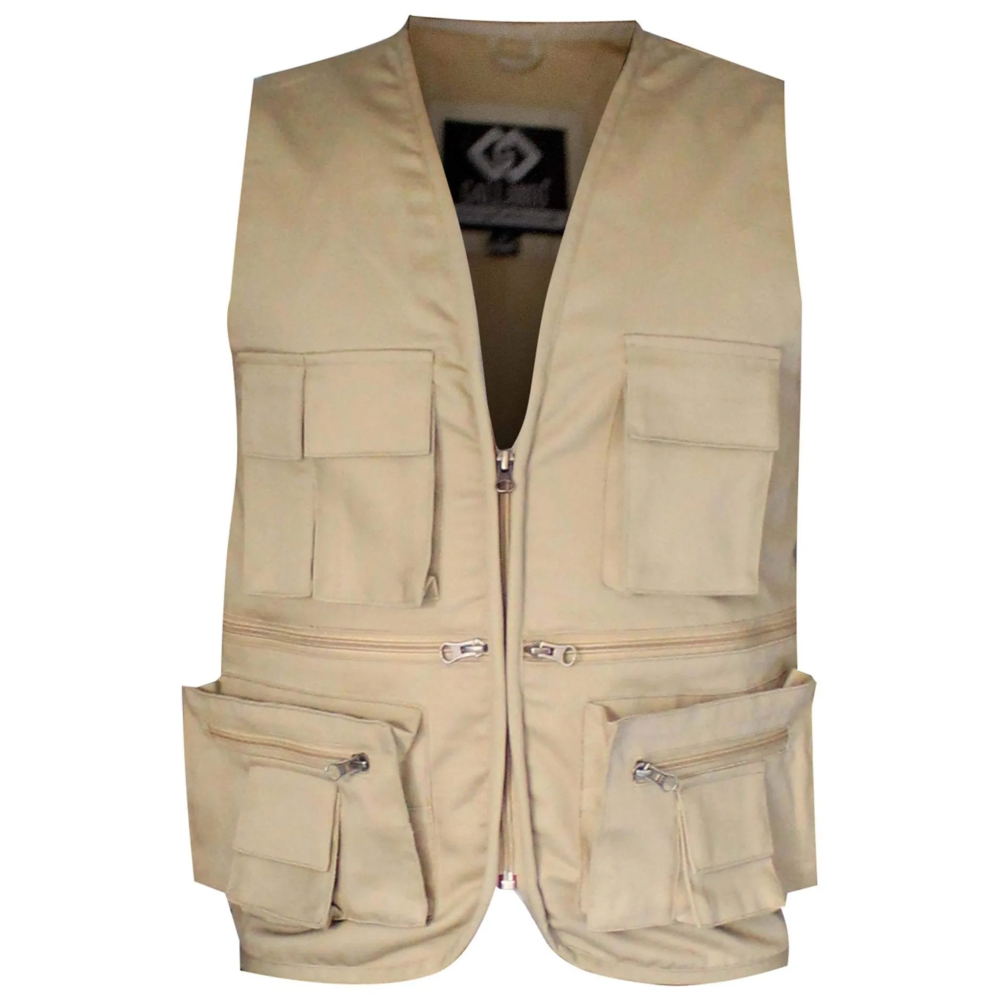 Beige Fisherman's Multi Pocket Cotton Vest Waistcoat