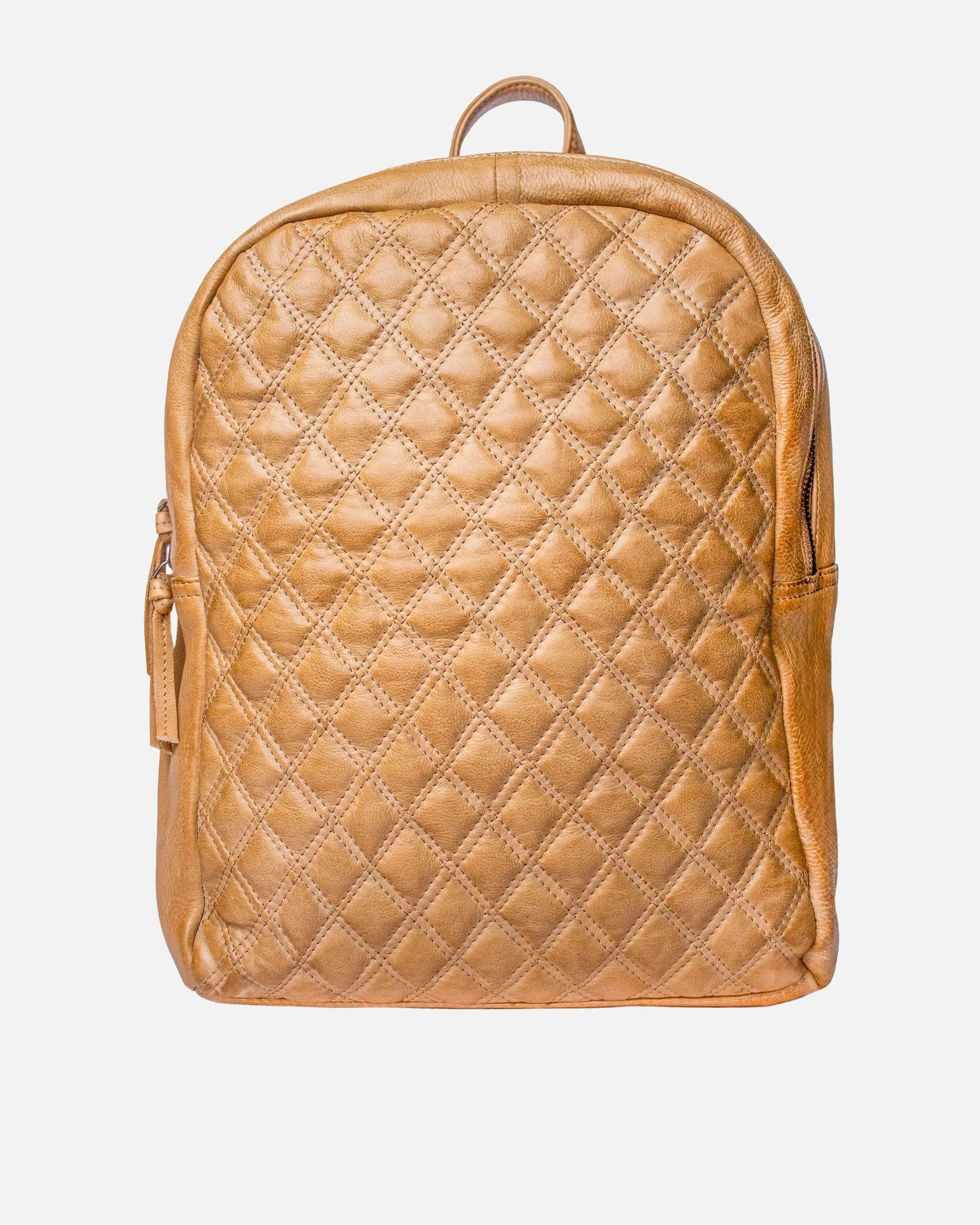 Bekema | Diamond-Patterned Leather Backpack