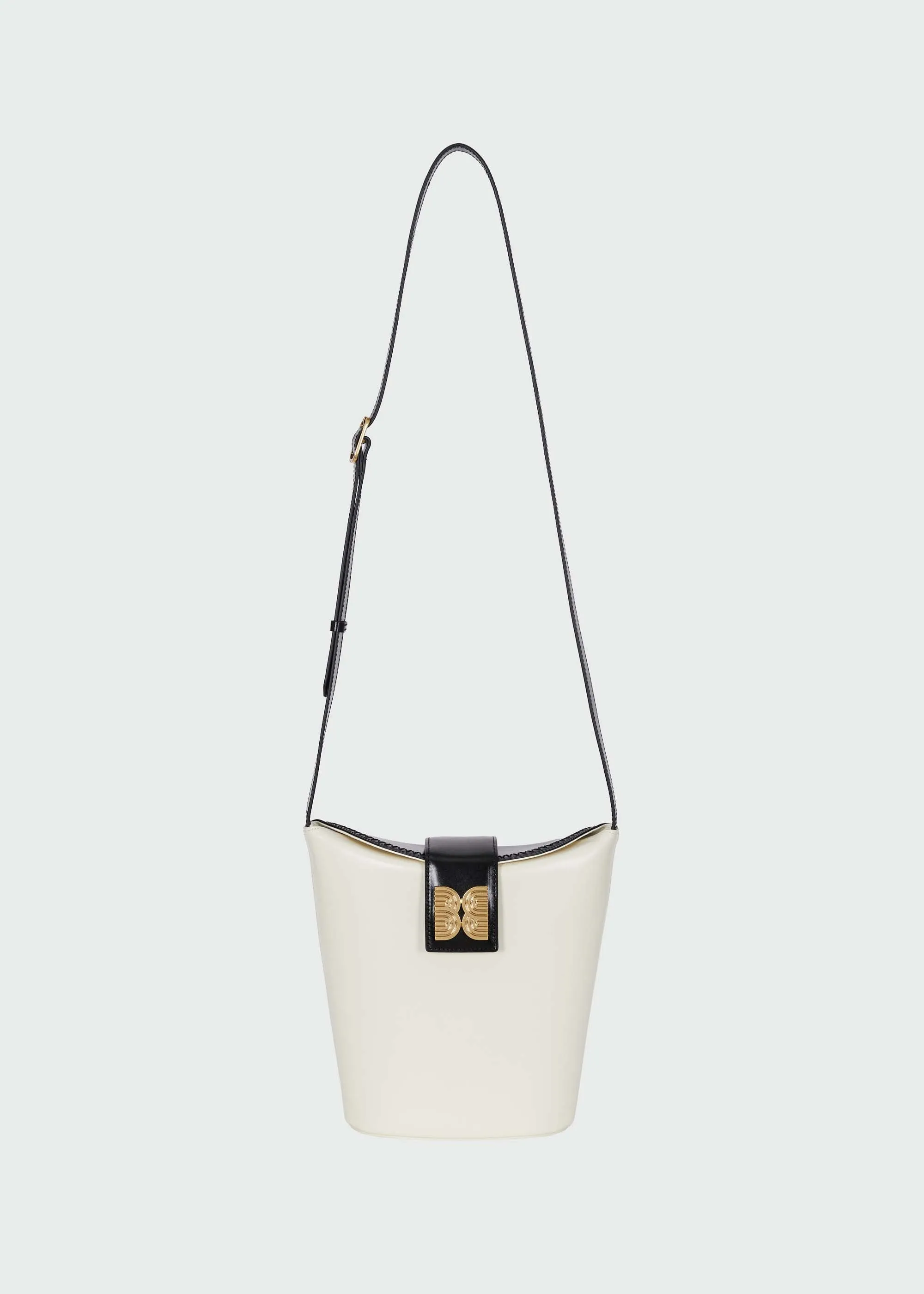 Black & White Flapped Bucket Bag