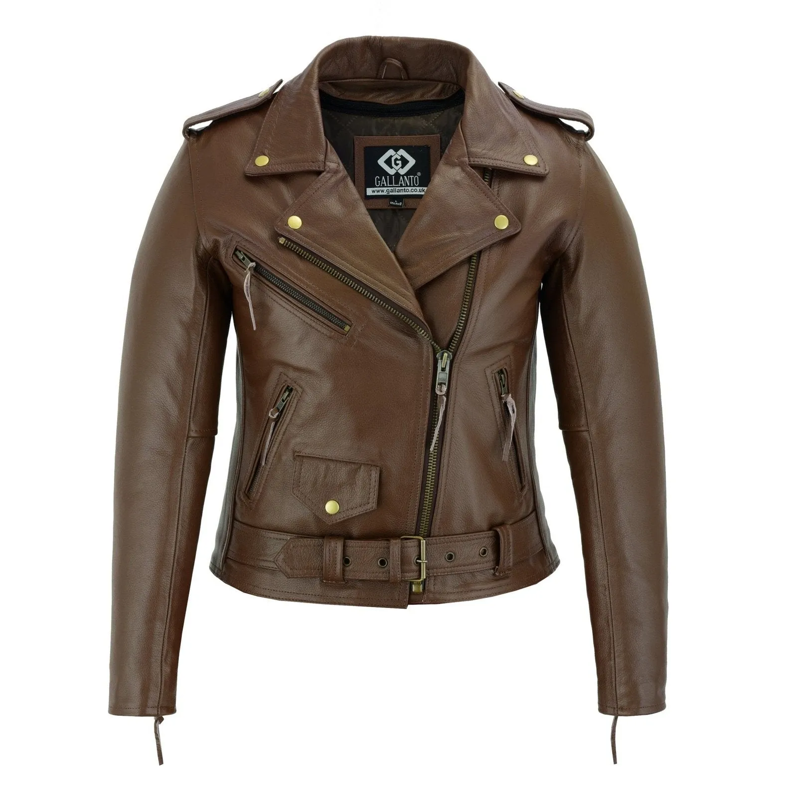 Black Classic Womens Brando Motorcycle Leather Jacket Ladies Biker Cowhide