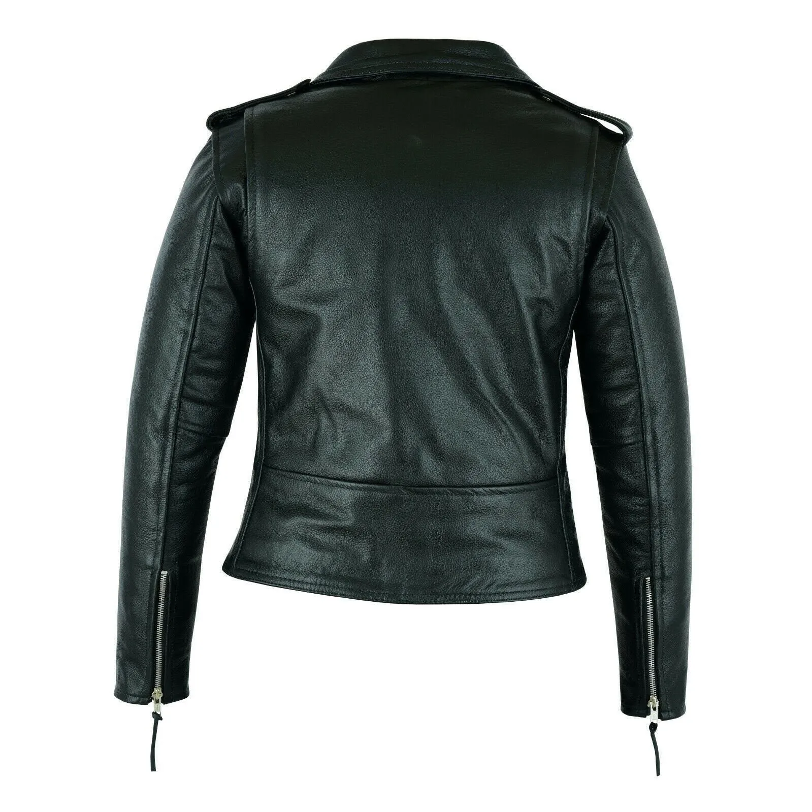 Black Classic Womens Brando Motorcycle Leather Jacket Ladies Biker Cowhide