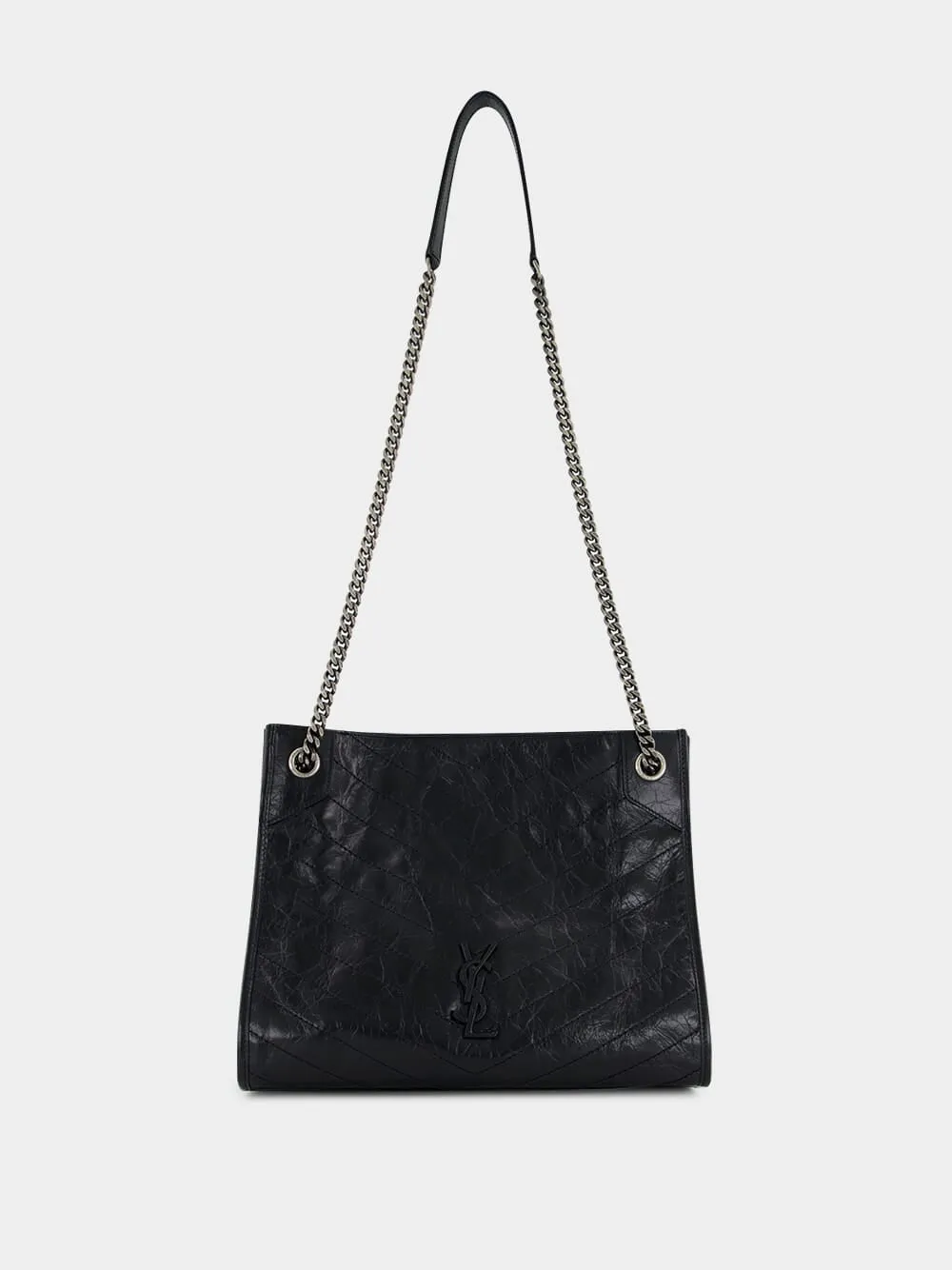 Black Niki Vintage Leather Shopping Bag