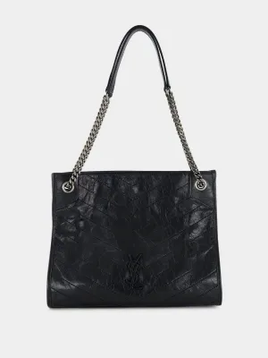 Black Niki Vintage Leather Shopping Bag