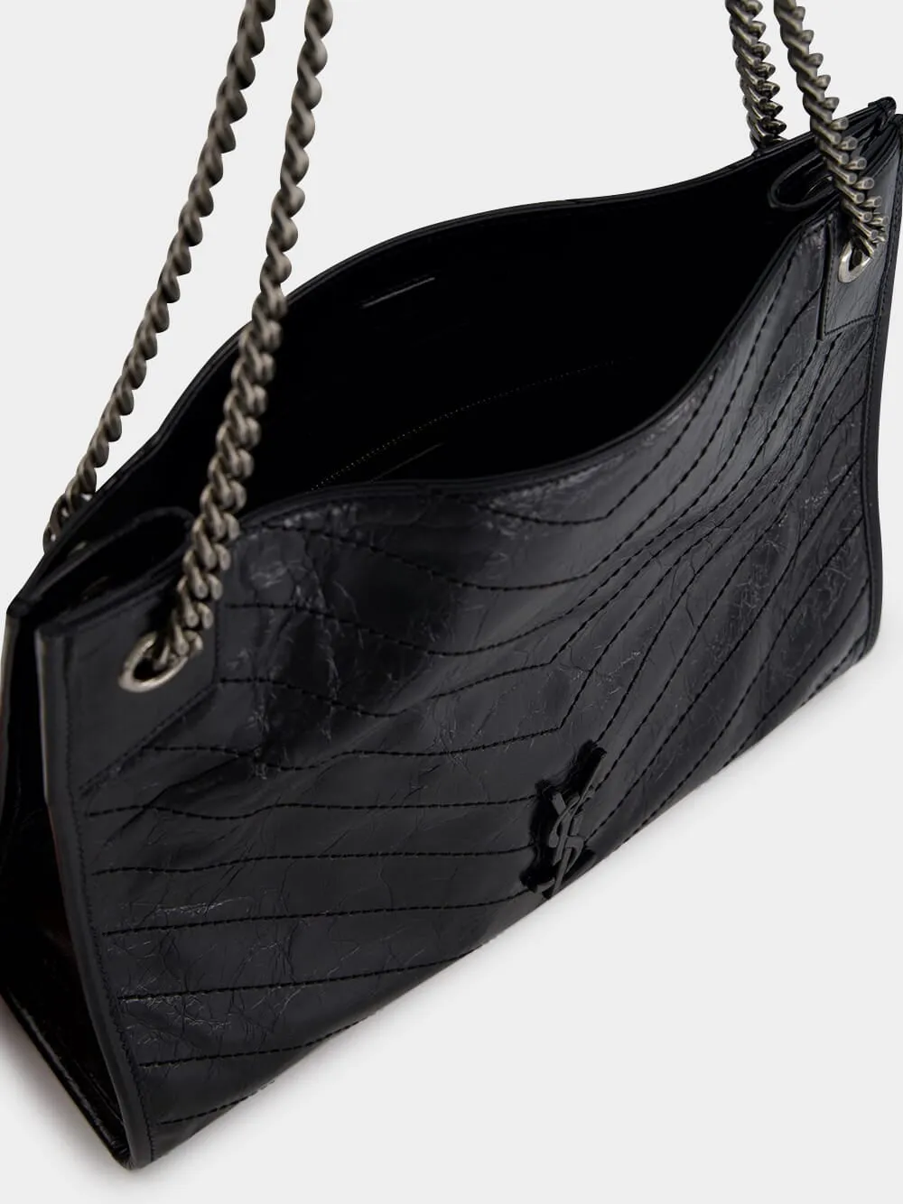 Black Niki Vintage Leather Shopping Bag