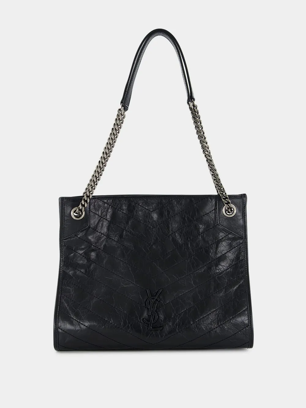 Black Niki Vintage Leather Shopping Bag