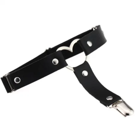 Black PU Leather Heart Garter