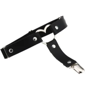 Black PU Leather Heart Garter