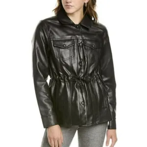 BLANK NYC Black Faux Leather Drawstring Jacket Size Medium NWT BlankNyc