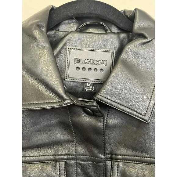 BLANK NYC Black Faux Leather Drawstring Jacket Size Medium NWT BlankNyc