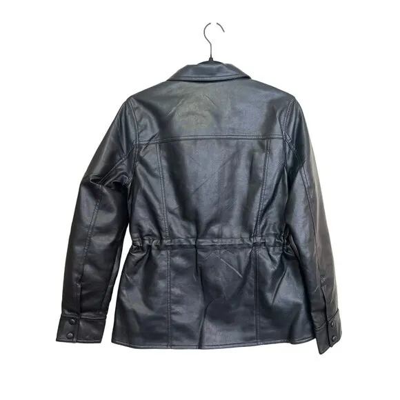 BLANK NYC Black Faux Leather Drawstring Jacket Size Medium NWT BlankNyc