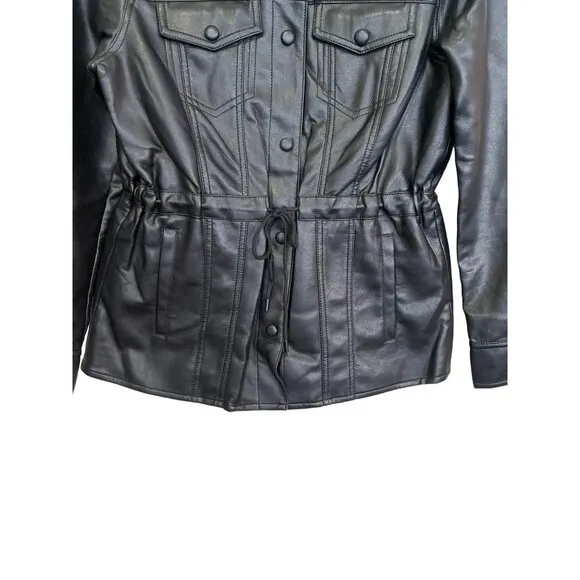 BLANK NYC Black Faux Leather Drawstring Jacket Size Medium NWT BlankNyc