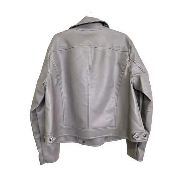 Blank NYC  Gray Faux Leather Moto Jacket Size 1X NWT