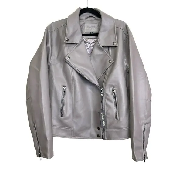 Blank NYC  Gray Faux Leather Moto Jacket Size 1X NWT