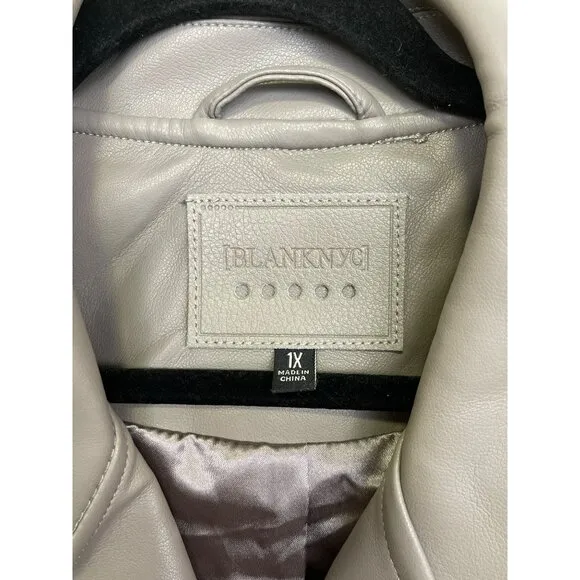 Blank NYC  Gray Faux Leather Moto Jacket Size 1X NWT