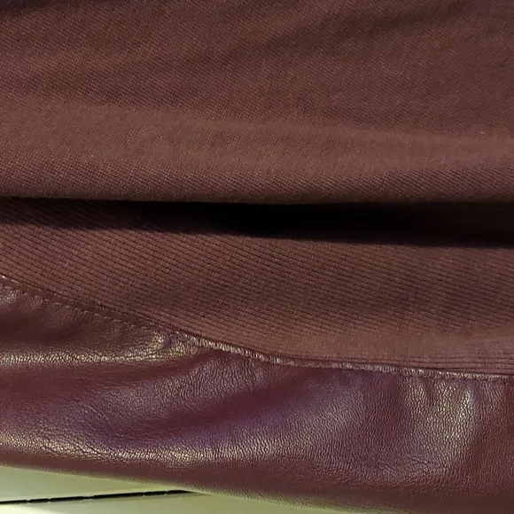 Blank NYC Plum Purple Brown Ribbed Knit &amp; Faux Leather Jacket Size Medium