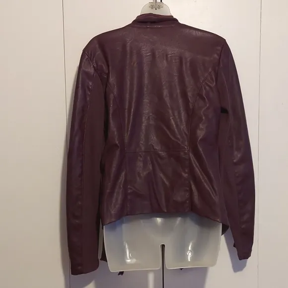 Blank NYC Plum Purple Brown Ribbed Knit &amp; Faux Leather Jacket Size Medium