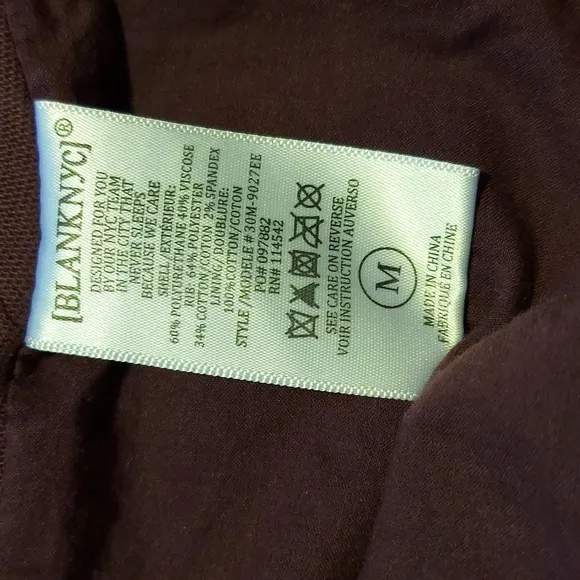 Blank NYC Plum Purple Brown Ribbed Knit &amp; Faux Leather Jacket Size Medium