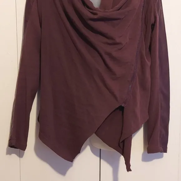Blank NYC Plum Purple Brown Ribbed Knit &amp; Faux Leather Jacket Size Medium