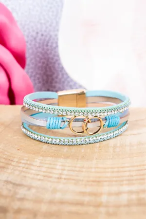 Blue Infiniti Goldtone Multi-Strand Magnetic Bracelet