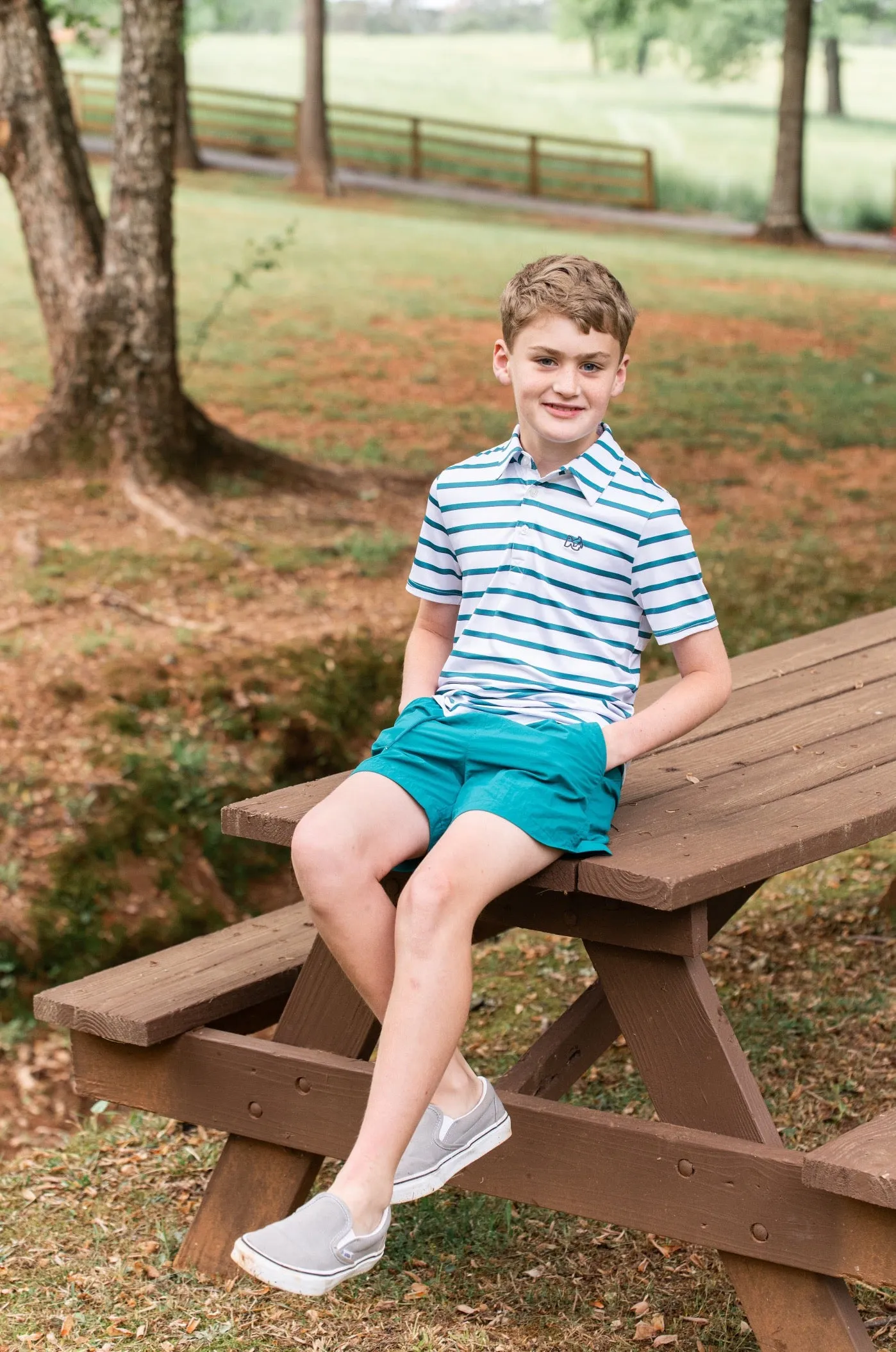 Boy's Outrigger Performance Short in Alexandrite Green