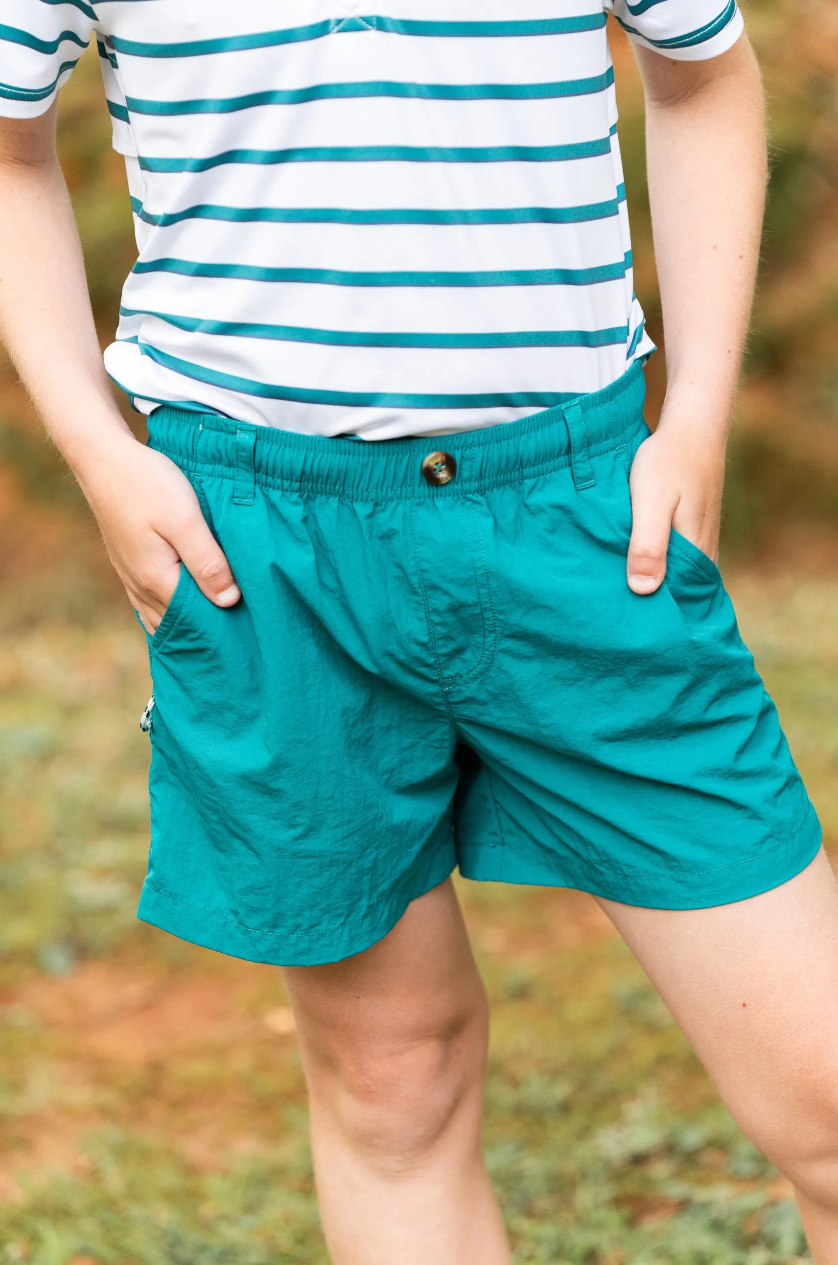 Boy's Outrigger Performance Short in Alexandrite Green