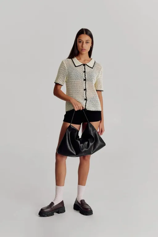 BRIE LEON - HARLOW SLOUCH MONO TOTE - BLACK NAPPA