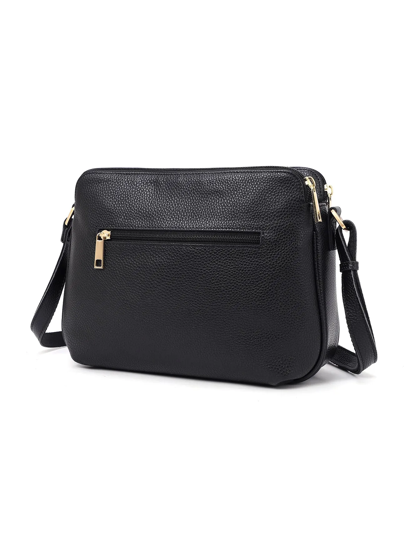 BROOKE TRIPLE COMPARTMENT LEATHER XBODY BAG- E1-0828-BLK-SALE
