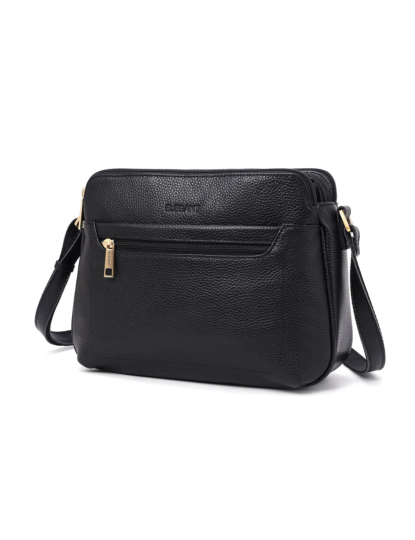 BROOKE TRIPLE COMPARTMENT LEATHER XBODY BAG- E1-0828-BLK-SALE