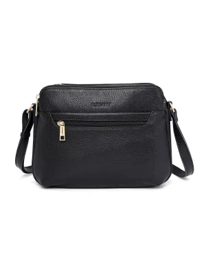 BROOKE TRIPLE COMPARTMENT LEATHER XBODY BAG- E1-0828-BLK-SALE