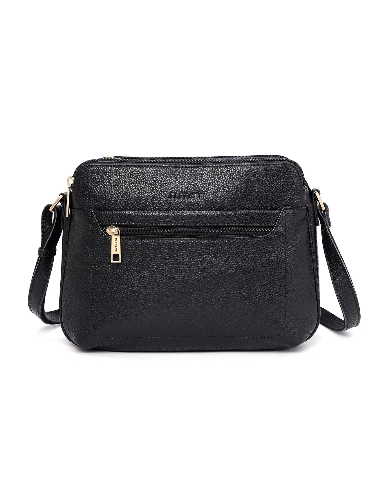BROOKE TRIPLE COMPARTMENT LEATHER XBODY BAG- E1-0828-BLK-SALE