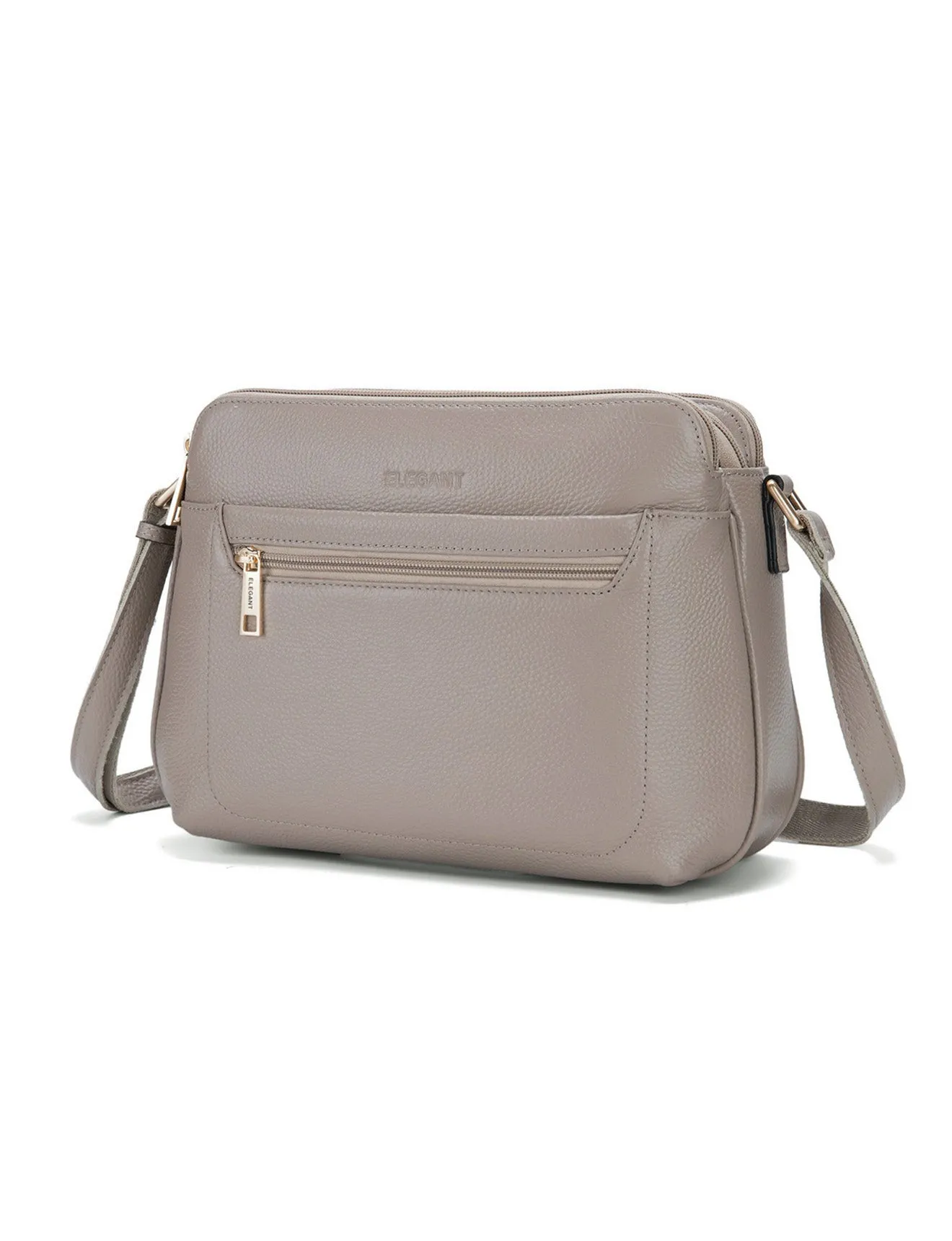 BROOKE TRIPLE COMPARTMENT LEATHER XBODY BAG-E1-0828-MOCHA-SALE
