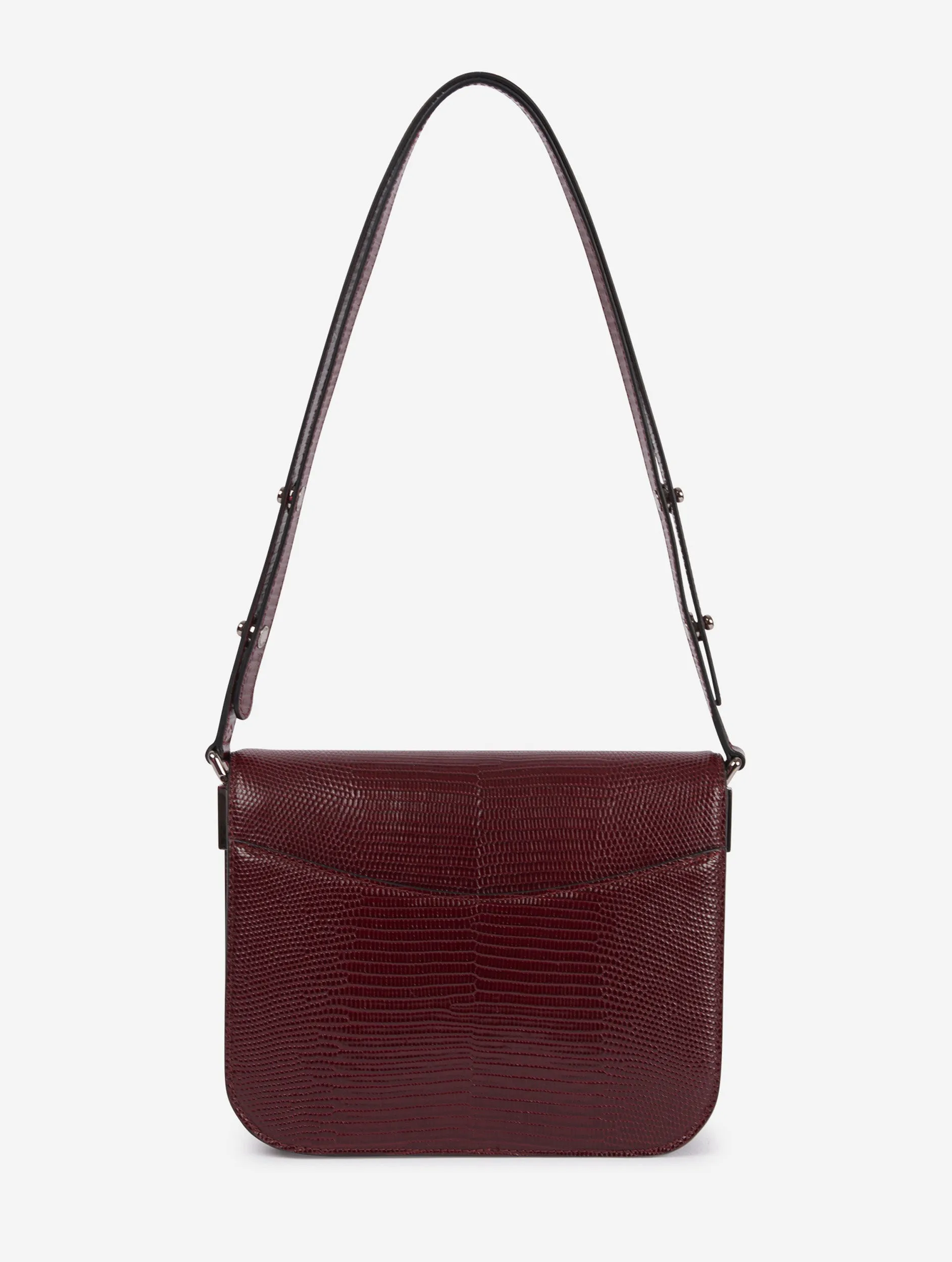 burgundy lizard skin touch me bag
