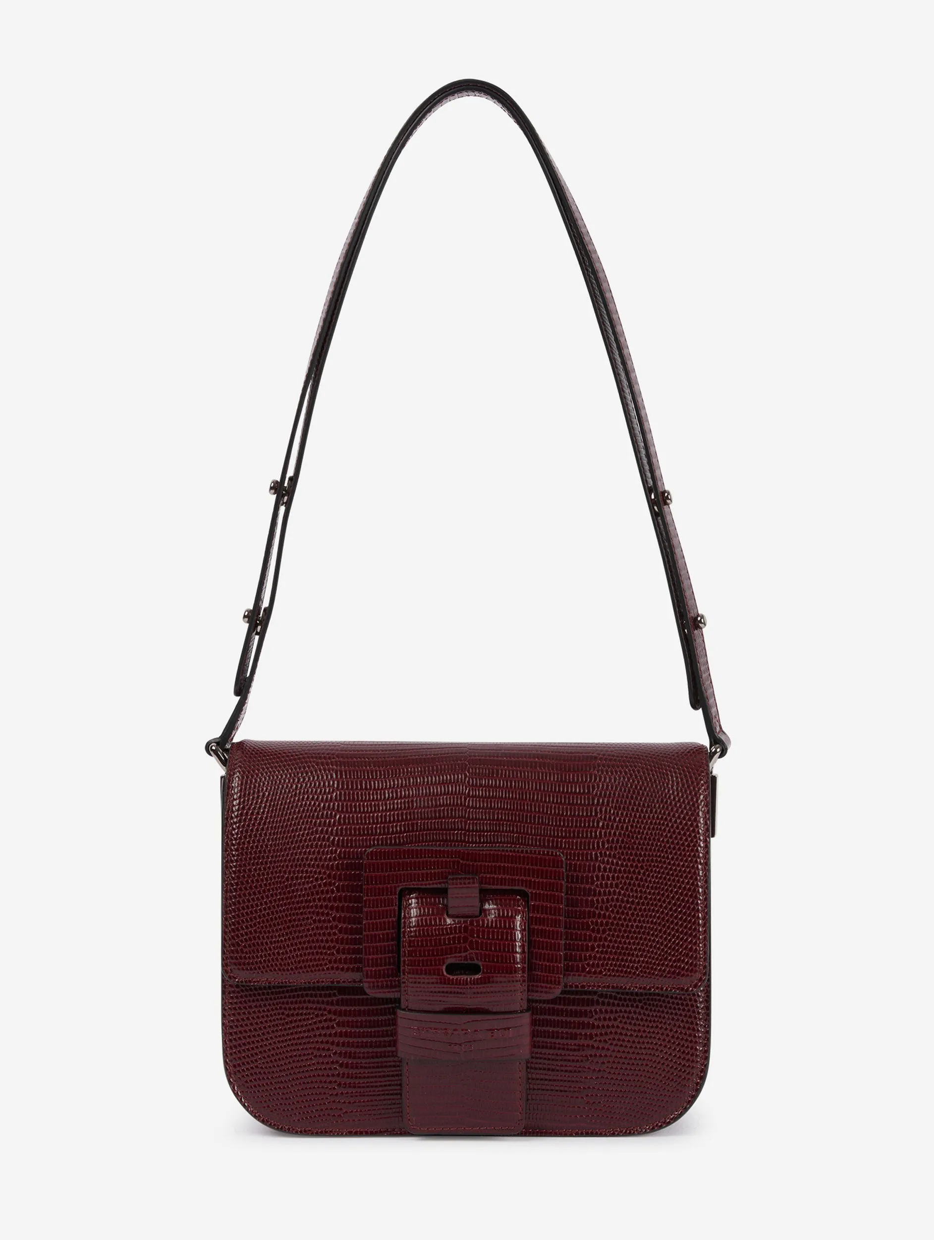 burgundy lizard skin touch me bag