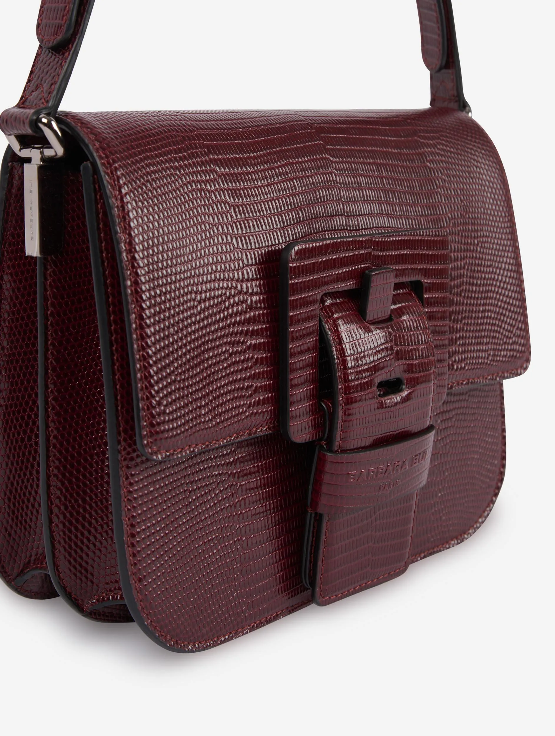 burgundy lizard skin touch me bag