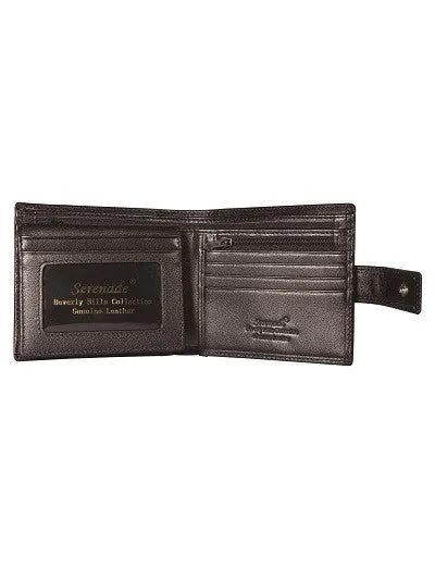 CAESAR MEN'S LEATHER BILLFOLD WALLET WITH TAB CLOSURE AND RFID-  GRAIN FINISH (BLACK)