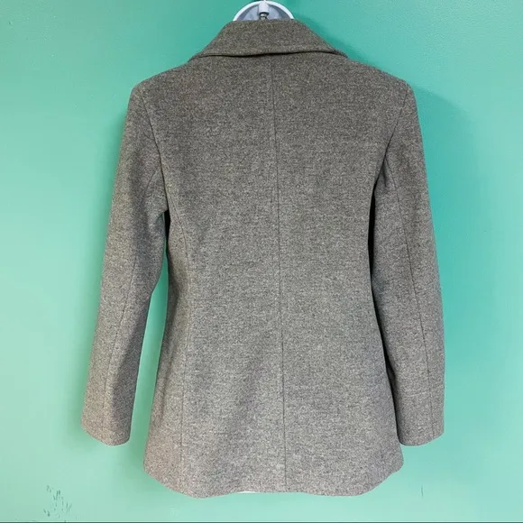 Calvin Klein Gray Shaffer Wool Blend Double Breasted Peacoat Womens Size 6