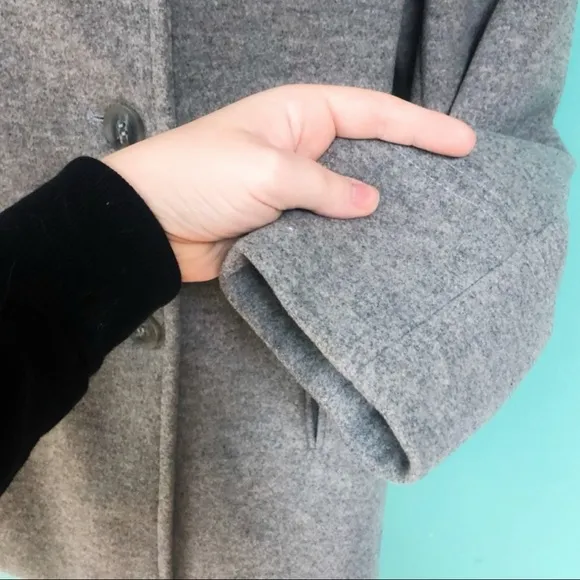 Calvin Klein Gray Shaffer Wool Blend Double Breasted Peacoat Womens Size 6