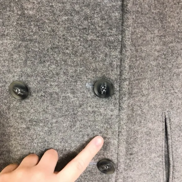 Calvin Klein Gray Shaffer Wool Blend Double Breasted Peacoat Womens Size 6