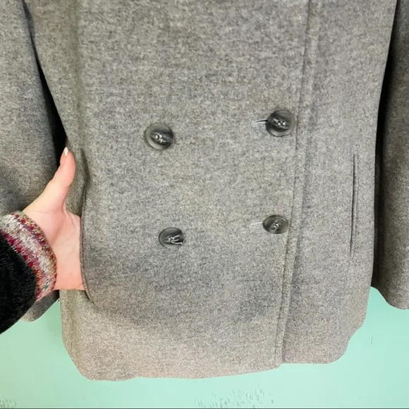 Calvin Klein Gray Shaffer Wool Blend Double Breasted Peacoat Womens Size 6